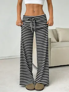 Women's Striped Wide Leg Pants, Casual & Commuter Fashion, Versatile and Comfortable, All Seasons Wear