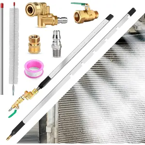 Radiator Cleaning Wand " & 24",  Washer Wand Radiator Cleaner w/25?Fan Nozzle, 4500 PSI Water/Air Dual Radiator Cleaning Tool with Brush, Quick Coupler,    RVs Power Washer Wand
