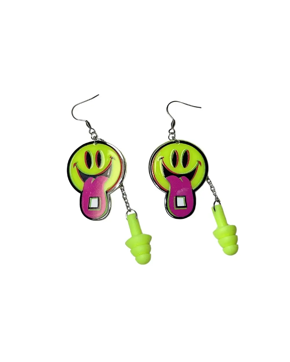 Detachable Earplug Earrings, Happy Hour Casual Cartoon Acid Smiley Design, 1 Size, Beauty & Personal Care Eye-Ear Care Ear Plugs, Funny Gifts Accessories