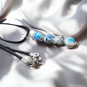 K2 Jasper Pendant, Handmade with Beads 10mm
