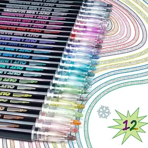 12 Colors Outline Marker Pen Set, 12pcs Glitter Outline Markers, DIY Drawing Pen, Craft, Art Supplies for School Students Office