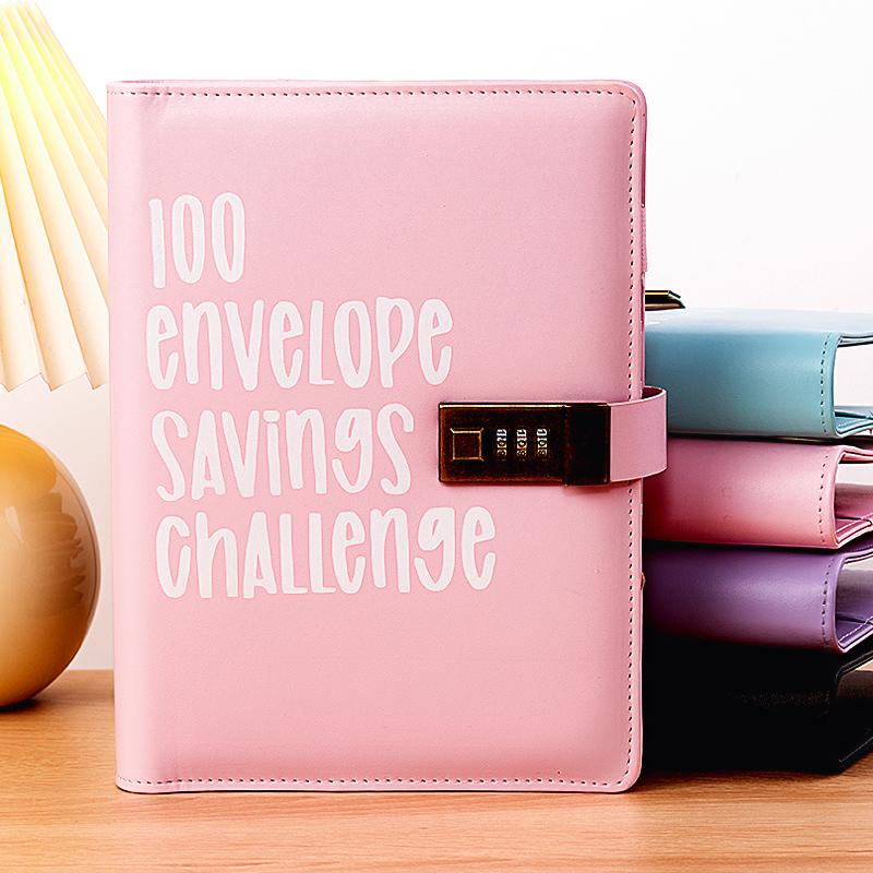 Combination Code Lock 100 Envelopes Money Saving Challenge Binder - Easy & Fun Way to Save $5,050, Modern Style, Non-Customized, No Warranty