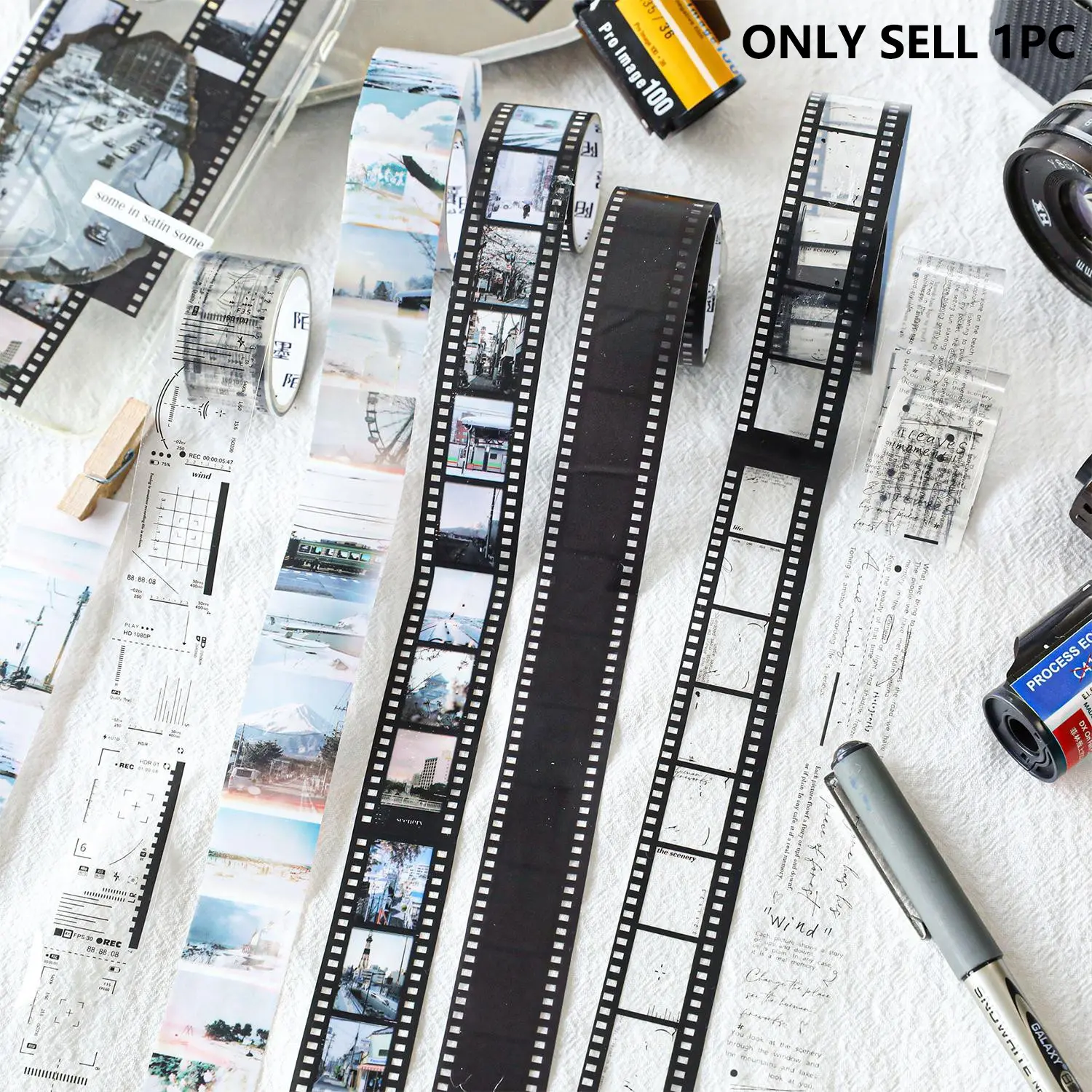 Romantic Film Tape Pet Roll, Handmade DIY Decoration Scrapbook Stickers, DIY Decorative Stickers, Perfect for Magazines Albums Cuttings Scrapbook Page