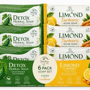 6 Lemon Turmeric Kojic Soap with Essential Oils -detox soap Fragrance Body Care