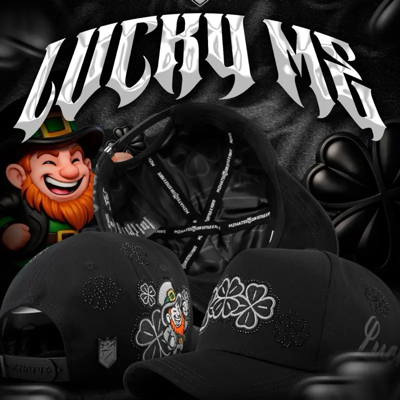 Hat Lucky Me Clovers Black Crystals edition