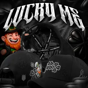 Hat Lucky Me Clovers Black Crystals edition