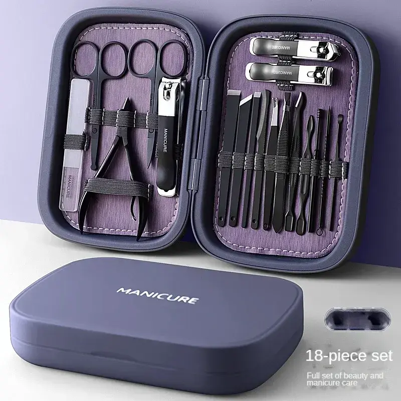 2024 New 18 In 1 Professional Manicure Set Stainless Steel Nail Clippers Set Idea Packing Manicure Kits Scissors Makeup Tools