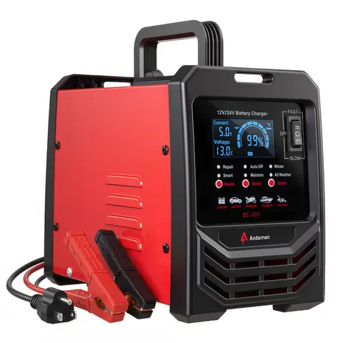 15A 12V-24V Smart Battery Charger Maintainer & Trickle Charger with ABS Casing, Copper Coil, 3V+ Revive Mode for LiFePO4, Lead-Acid (AGM/Gel/SLA) Batteries, Car, Trucks, Marine Vehicles Automotive Accessories