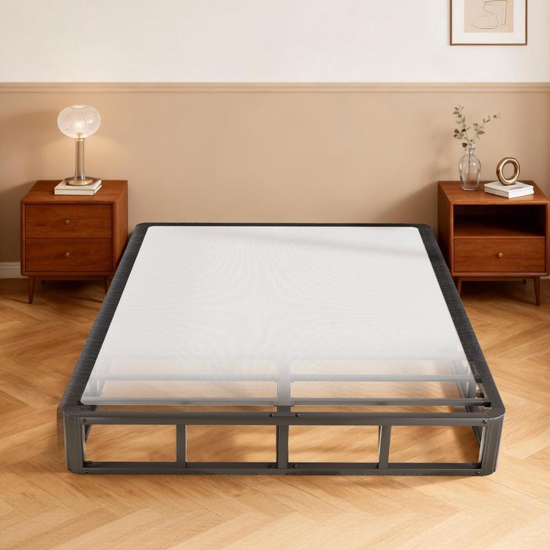 3500 lbs Enhanced Edition Heavy Metal Box Spring Bed Base Extra Large Mattress Base, Easy to Assemble and Noise Free, Compatible with Full/Queen/King Beds, Easy to Clean Fabric Cover,Bed with Storage,Headboard, Storage Bed, Double Bed Frame