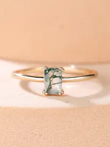 Elegant Vintage Moss Rectangular Zircon Ring, Perfect for Engagement, Proposal, Anniversary, Birthday Gifts, Daily Wear