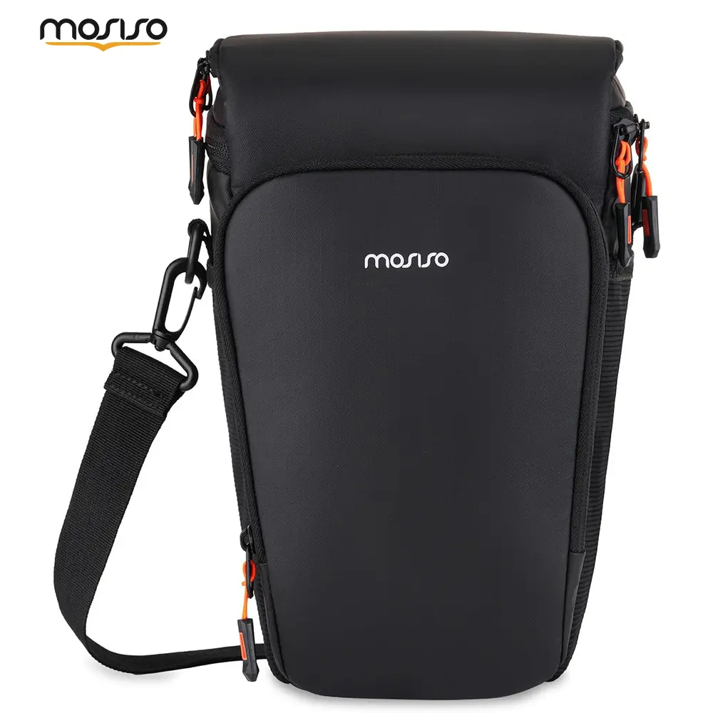 MOSISO Polycarbonate Crossbody Shoulder Camera Bag for DSLRs - Top Access, Soft Padded Foam Interior, Rain Cover, 35.4-55.9in Adjustable Strap, Fits 70-200mm Lens, Separate Accessory Pockets, 11.81×7.87×5.9in, Casual-Style Daily Outdoor Use, Shoulder Bag