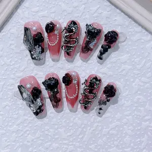 S89 New Year Explosion Red Original Version Real Shot Autumn and Winter Dragon Year New Year Style Press On Nails