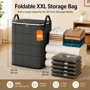 XXL Foldable Storage Bag 180L - Large Clothes Organizer with Handles