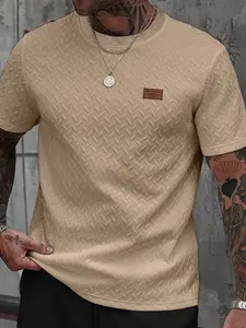 Men's Summer Casual Plaid Short Sleeve T-Shirt, Fashion Sport Style for Beach and Dates, Ideal for Daily Wear and Vacation