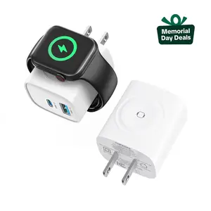 TOPADRE 3-in-1 Magnetic Wireless Cordless PD USB-C Wall Charger Block - 20W Fast Boost Charging, Includes Cable, Compatible with iWatch Ultra/9/8/7/6, iPhone 17/17 Pro/16/16 Pro/15 Series, Cellphone