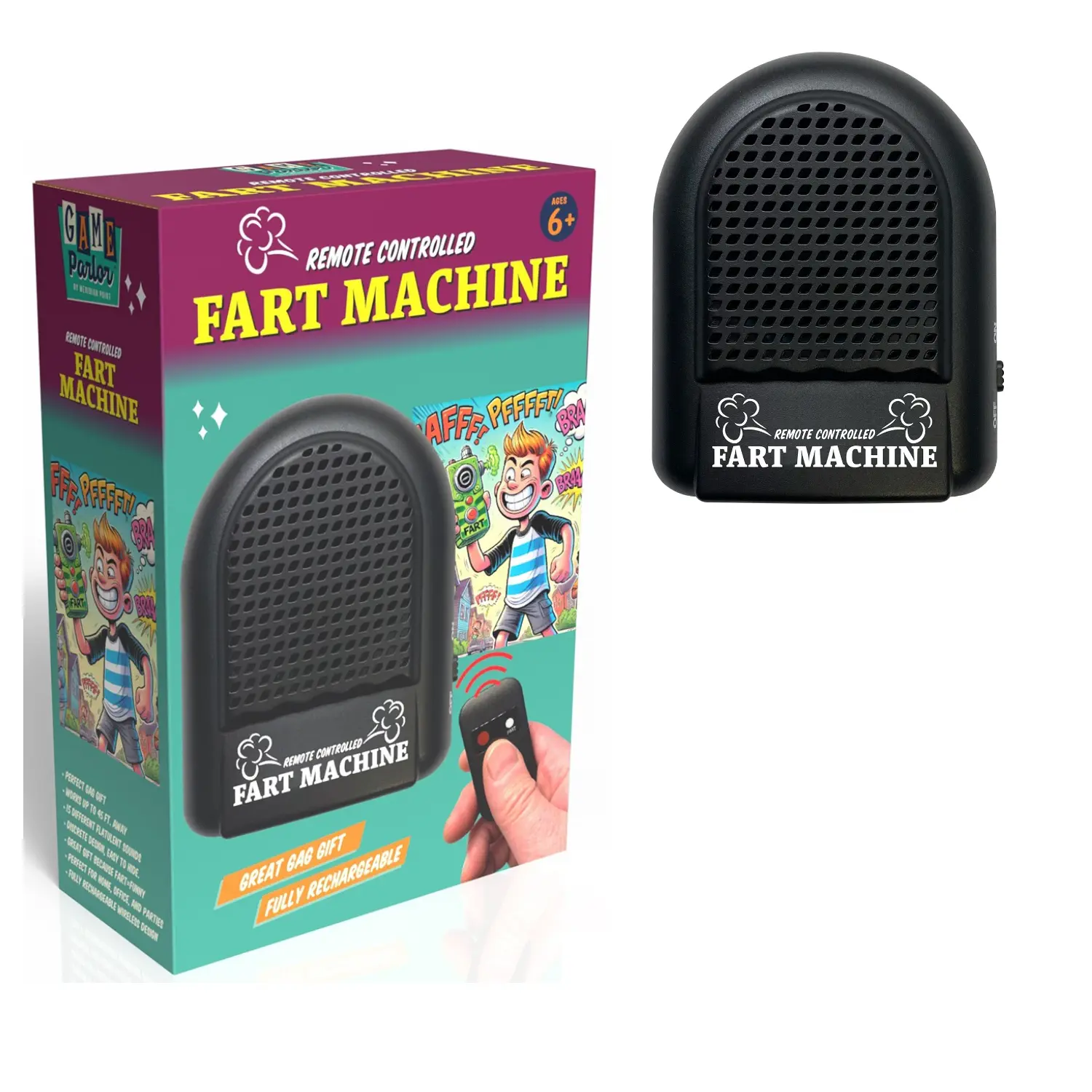 Remote Controlled Fart Machine - 15 Amusing Sound Effects, USB Rechargeable, Built-in Li-ion Rechargeable Battery, Funny Pranks Gag Toy, Funny Gifts for Guys, Office Party Gift