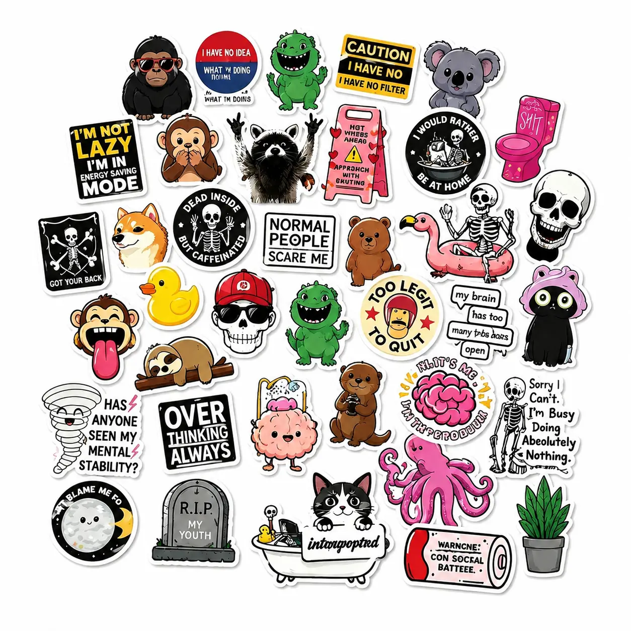 130Pcs Funny Meme Stickers, Unique Vinyl Decals for Laptop Water Bottle Skateboard Waterproof