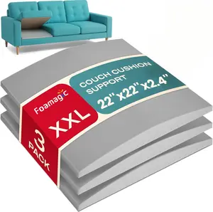 Foamagic Couch Cushion Support for Sagging Seat 3/2/1 Pack 22x22x2.4 Inch High-Density 40D Foam Sofa Saver & Replacement Insert Quick No-Tool Install for Saggy Couch or Chair