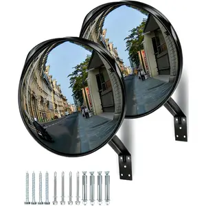 2PCS 12 Inch Security Mirror - Acrylic Convex Mirror with Wide Angle View for Blind Spot Detection, for, Warehouse, School, Store & Office, Indoor