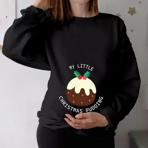 My Little Christmas Pudding Maternity Sweatshirts, Mum to be Pregnancy Announcement Women Sweater, Funny Xmas Gift Jumper
