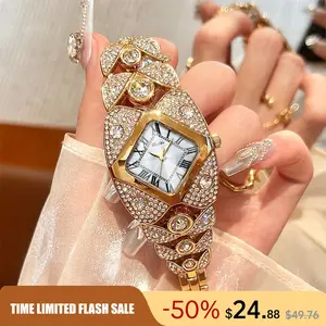 Women's Luxury Diamond-Inlaid Quartz Watch – An Elegant and Dazzling Fine Piece for Women's Wrists This watch combines elegant design with practical functions, making it a trendy choice for party outfits and daily accessories.