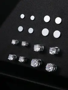 4-7MM Magnetic Earrings for Men Women Shiny Round Cubic Zirconia Stud Earring Jewelry for Non-Pierced Ears Hypoallergenic Stainless Steel Fake Earrings Not Easy to Fall off