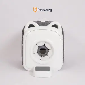 PawSwing AutoComb Cat Self Groomer, 360° Surround Self Cleaning Brush, Biomimetic Tongue & Smart Feeder, White