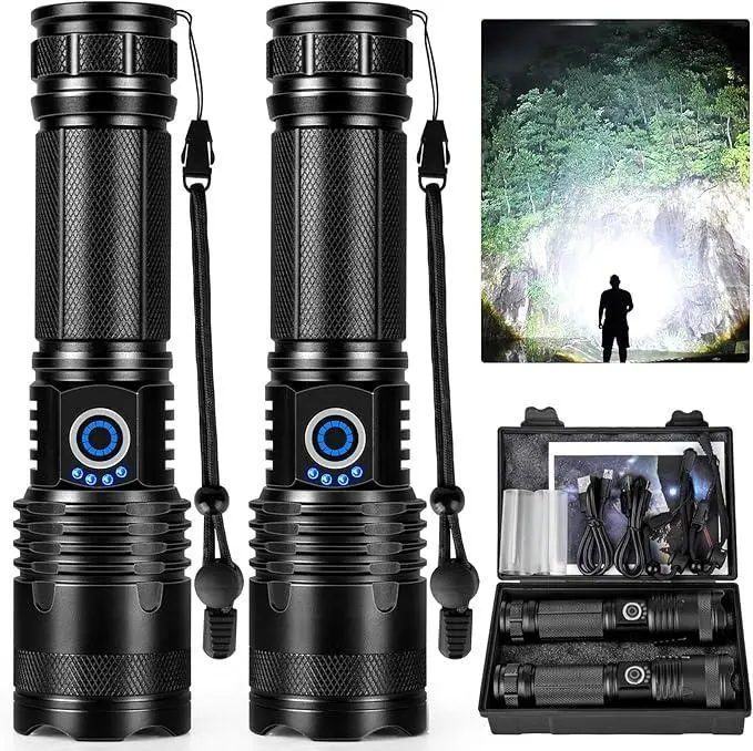 【SummerVibes】High Lumen Rechargeable LED Flashlight with Five Lighting Modes, Powerful Handheld Emergency Flashlight, Suitable for Home Camping and Daily Emergencies，Men's gifts