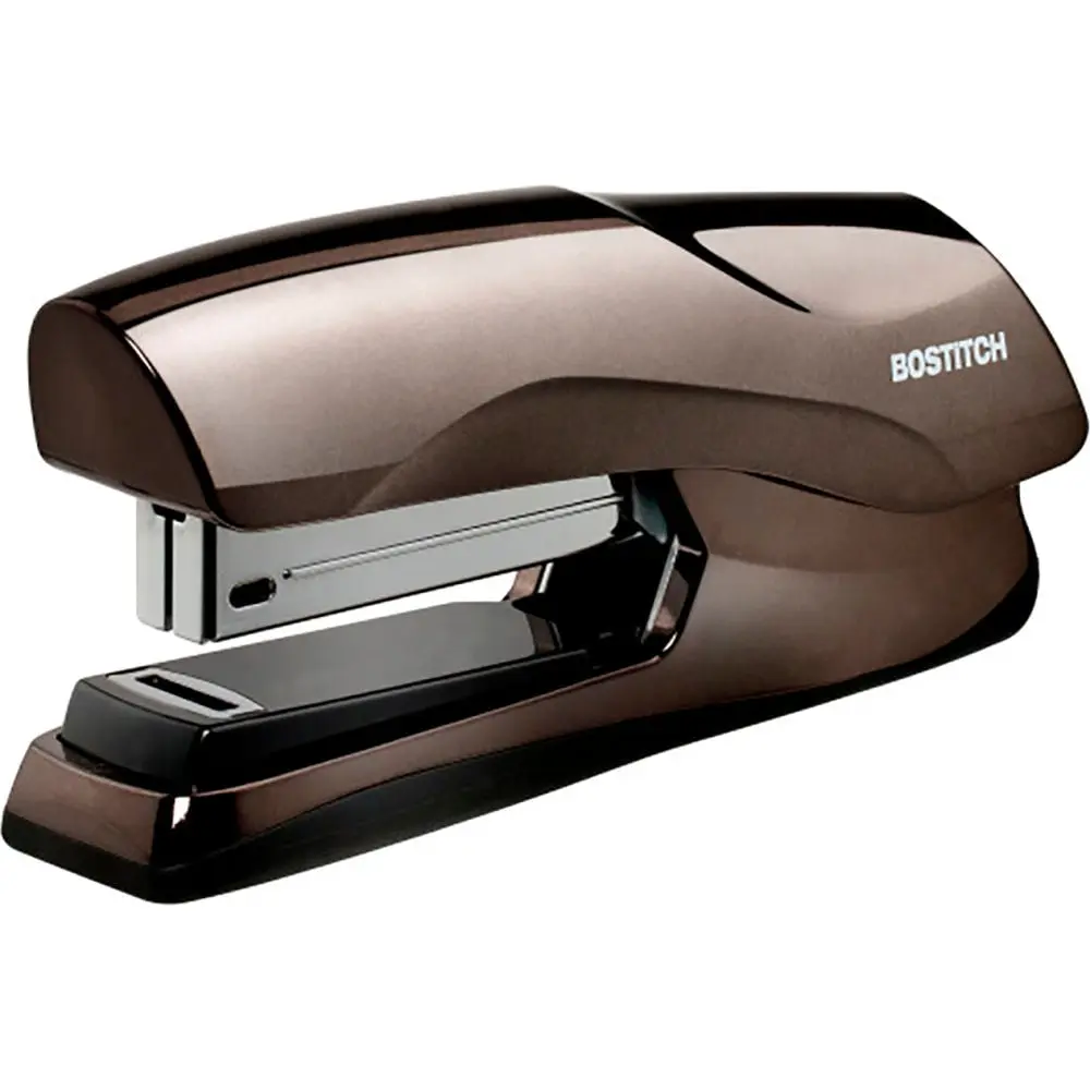 Amax B3085529 Bostitch Office Spring-Actuated Manual Flat Clinch Stapler, 40-Sheet Full Strip Capacity, Black & Chrome, Spring-Loaded Manual Staplers