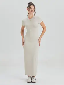 Women's Casual Slim-Fit Summer Dress, Kint Fabric Moderate Thickness, Perfect for Daily Wear & Outdoor Activities