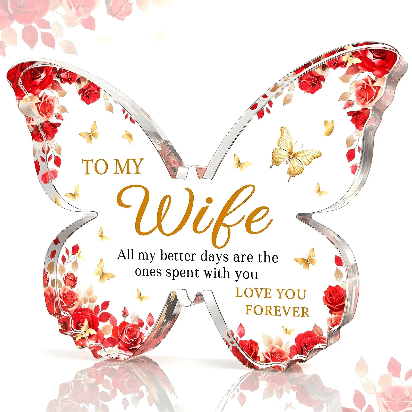 A butterfly acrylic desktop plaque decoration, suitable for wife's Valentine's Day gift, birthday gift, desktop display, birthday gift for loved ones, holiday gift, home office decoration, unique idea gift, Acrylic Plaque Sign