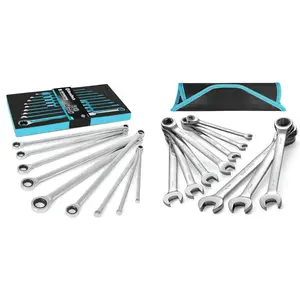 9- Extra Long Ratcheting Wrench Set and 10- Ratcheting Wrench Set, Metric, CR-V Steel