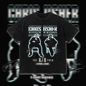 Brown x Raymond Usher The R&B Tour Summer 2026 Washed Graphic T-Shirt, Vintage Hip Hop Concert Tee, Retro Music Streetwear, Singer Performance Shirt, Unisex Oversized Washed Tee, Music Fan Gift, R and B Concert Fan Apparel Gift.