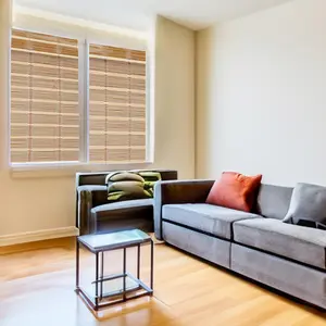 Cordless Natural Bamboo Roman Window Blind Sun Shade, Light Filtering Roman Shades with 8" Valance NW-9A1