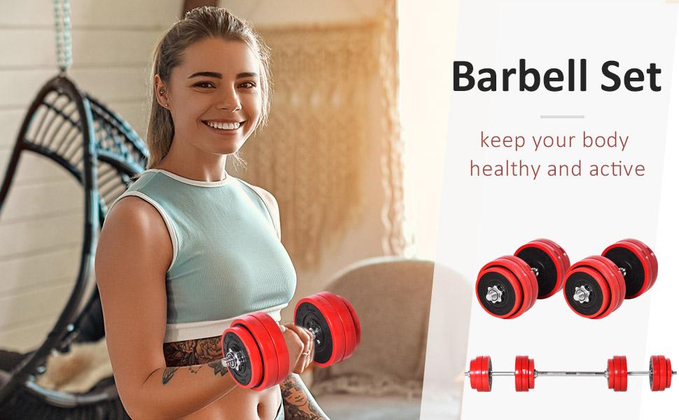 Soozier Adjustable Dumbbell Set, 44/66 lbs Convertible to Barbell Weight Set for Home Gym Women and Men Weight Lifting Training
