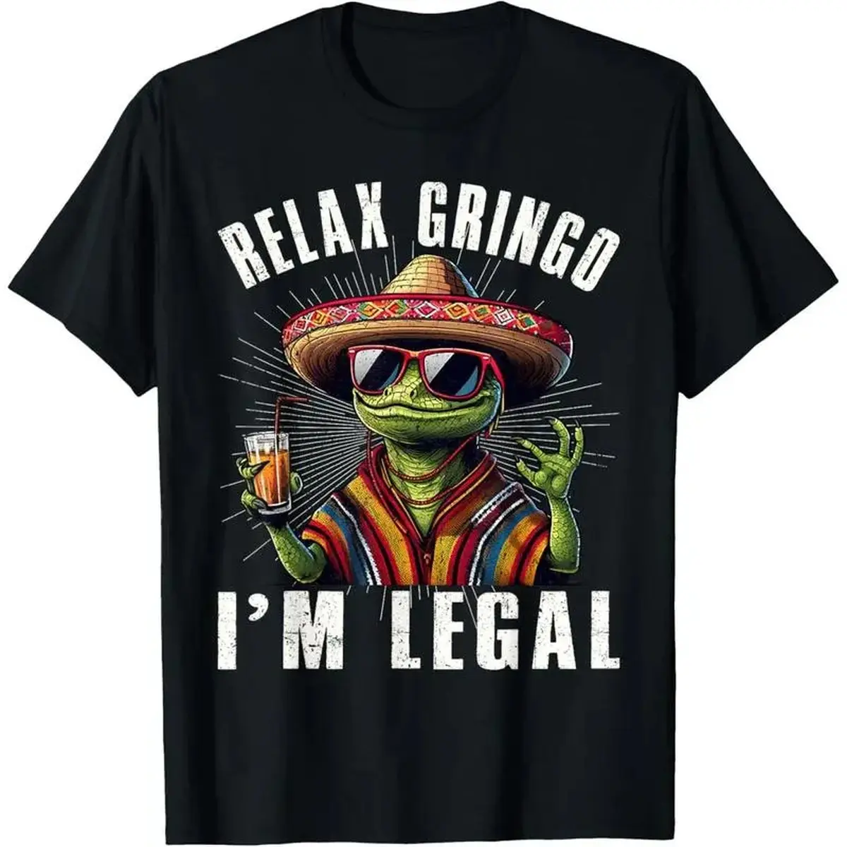 Cotton Short Sleeve Round Neck Tshirt Summer Unisex Graphic Tee I'm Legal Mexican Lizard Funny T-Shirt for Men Women