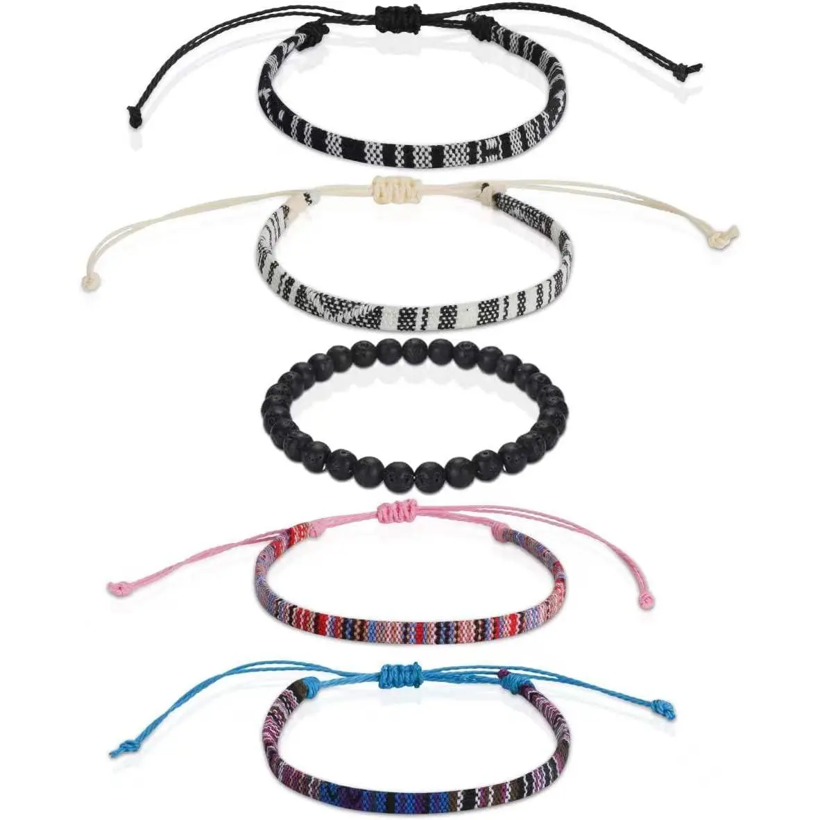 Beach Bracelet Set for Men and Women, Surfer Men Bracelet, Braided Boho Summer Bracelets Adjustable Men's Bracelet Handmade Women Girls Bracelet String Rope Ankle Bracelets Gifts Birthday
