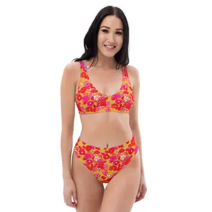 Ice Cream Floral Recycled high-waisted bikini