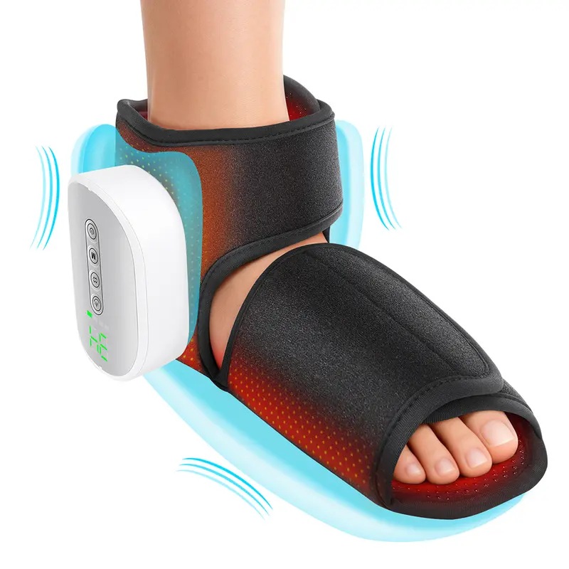 Battery Powered Cordless Dual-Area Airbag Foot & Ankle Massager Wrap - 3 Massage Modes, 4 Air Compression/4 Heat Settings, 3000mAh Battery, 24.5 cm Length, 15-Min Auto Shutoff, Plantar Fasciitis Relief, Promotes Circulation, Foot Fatigue & Swelling Relief