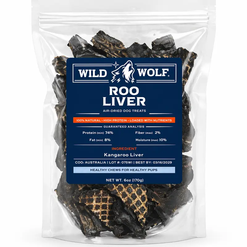 100% Natural Kangaroo Liver (6oz.) Healthy Dog Chew Treats - Hypoallergenic - Ethically Sourced Human Grade Kangaroo Liver - Single-Ingredient - Australia - Free Fast Shipping - Lowest Prices