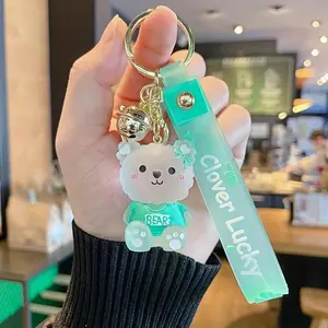 Gift for Her/Him Set of 4 Jelly Glazed Bear Keychains, Adorable Cartoon Figures for Bags And Cars, Perfect Gift for