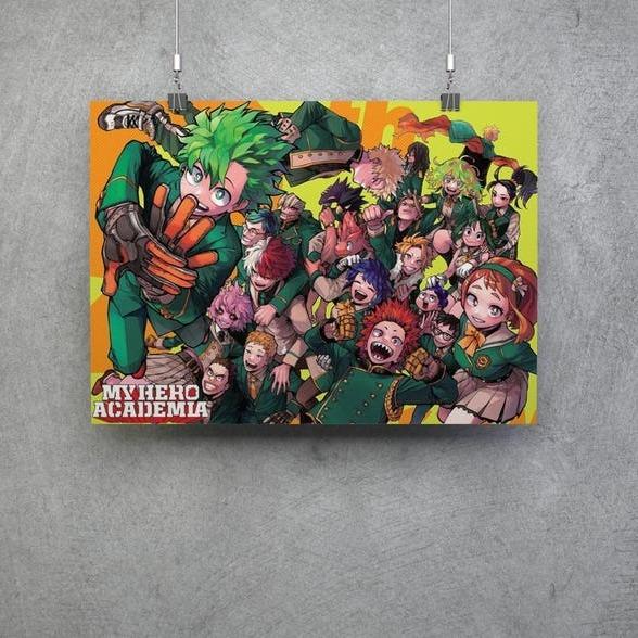 My Hero Academia Poster, Class 1-A Anime Wall Art, Deku and Friends Colorful Print, Anime Decor for Kids Room