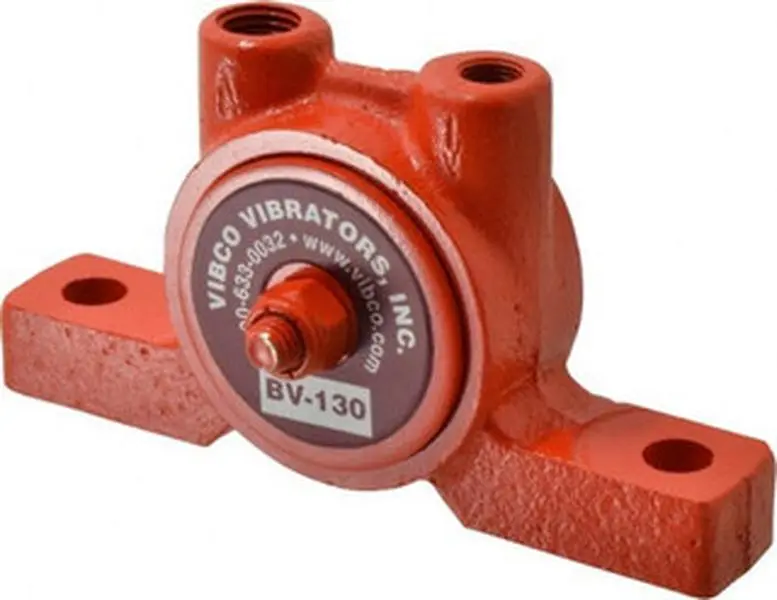 Vibco Vibrators 80 Lb. Force, 7-1/2 Cubic Feet per Minute, 19,000 RPM, 76 Decibel, Pneumatic Vibrator 4-7/8" Long x 1-15/16" Wide x 2-3/4" High, 1/8 Port Inlet, 1/4 Port Outlet BV-130CI