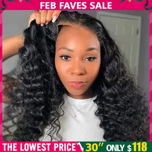 [Glueless Wig] 9x6 7x5 6x4 Pre-cut Wigs Deep Wave Human Hair Pre Plucked Pre Cut Lace Closure Wigs Ready and Go Deep Wave Curly Lace Closure Wigs for Women Wet and Wavy Natural Hairline