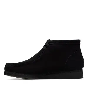 Clarks Wallabee Boot Black Sde Men's Leather Suede Footwear, Comfortable Design, Closed Lace-Up Style