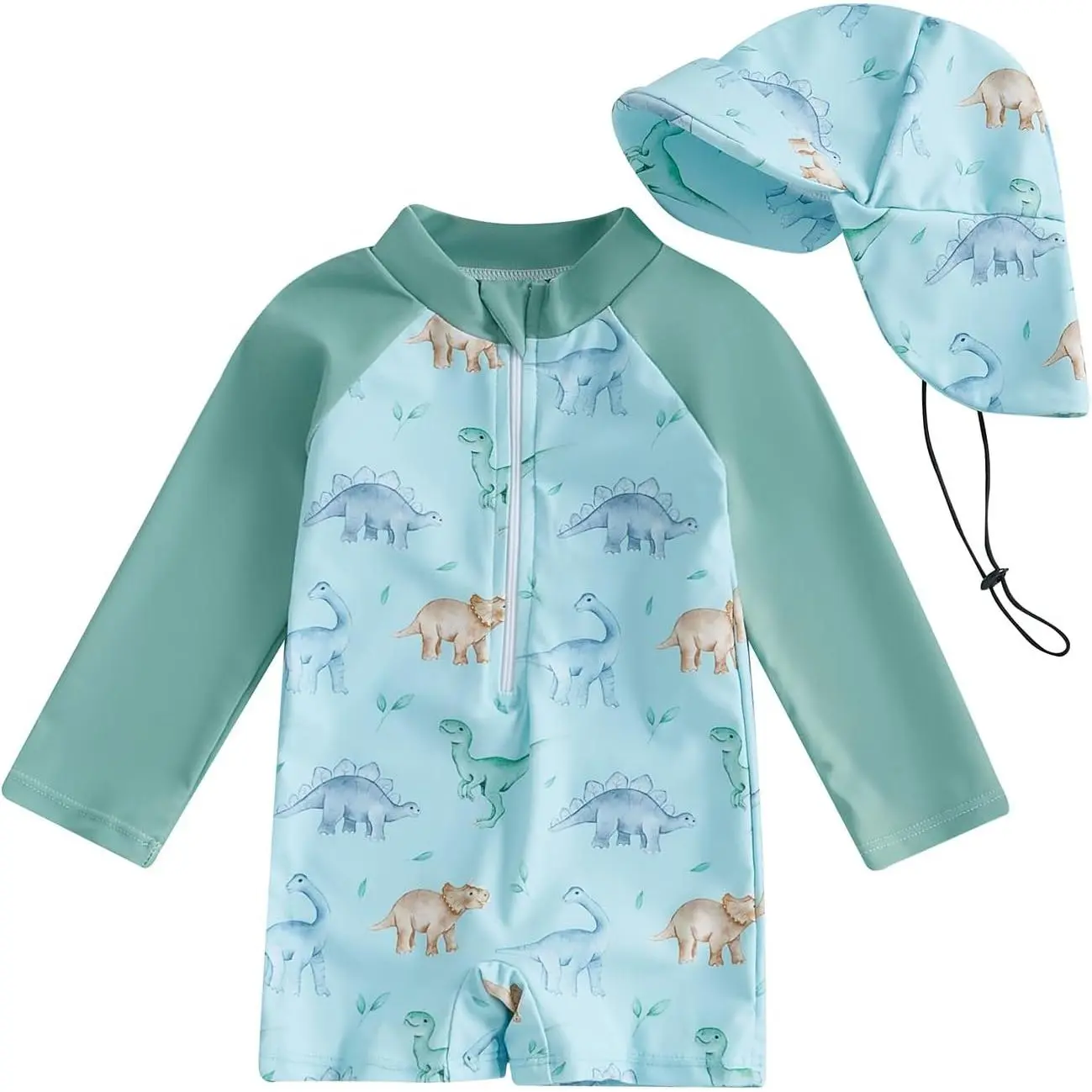 P-GCS021   Toddler Infant Baby Boy 4th of July Swimsuit Newborn Rash Guard Boys Girls One Piece Zipper Bathing Suit Swimwear with Hat