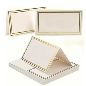 20pcs Foil Border Place Cards, Blank Table Setting Name Cards, Silver Color Hot Stamping Wedding Decorations