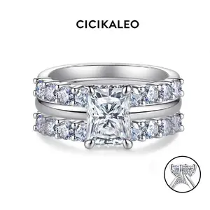 CICIKALEO 2CT Radiant Cut Moissanite Rings for Women 18K Gold Plated Lab-Created Engagement Wedding Gifts for Her#Summervibes
