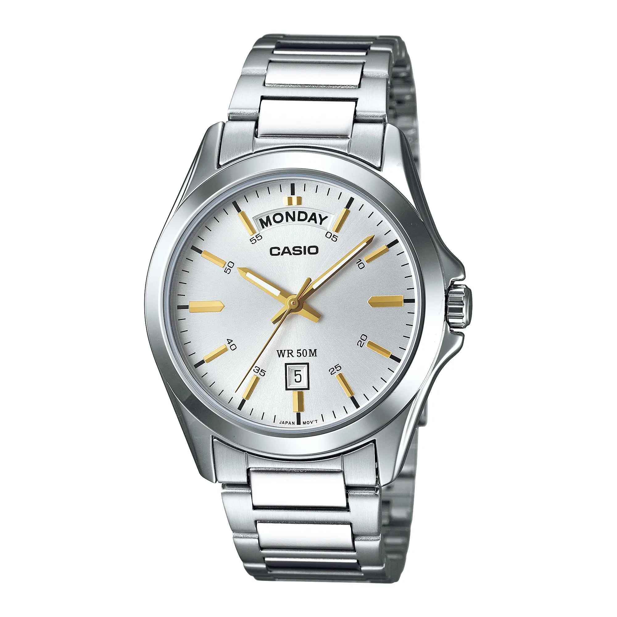 Casio Men’s Silver Dial Analog Watch with Stainless Steel Bracelet - MTP-1370D-7A2VDF