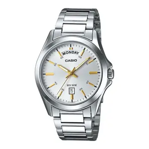 Casio Men’s Silver Dial Analog Watch with Stainless Steel Bracelet - MTP-1370D-7A2VDF